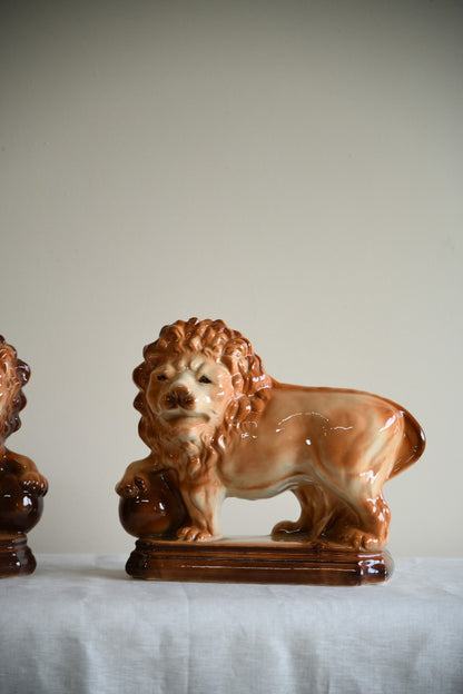 Pair Large Staffordshire Lions