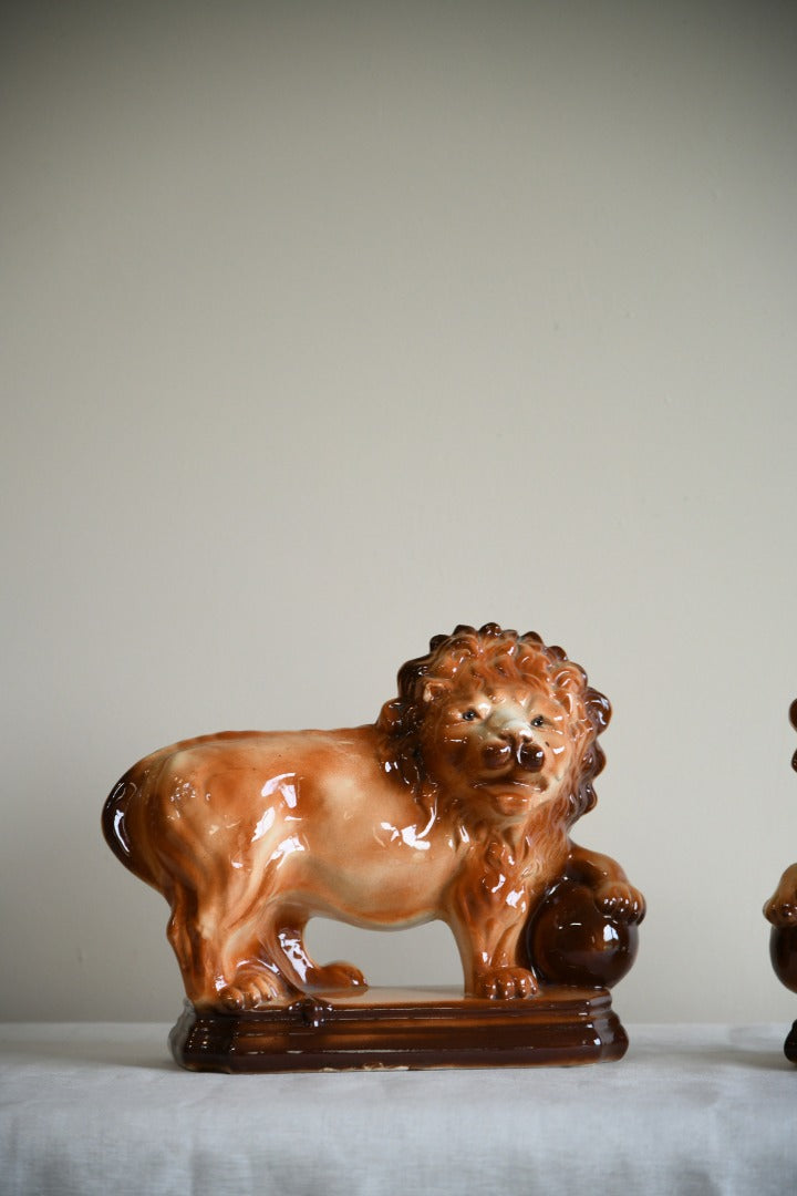 Pair Large Staffordshire Lions
