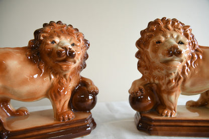 Pair Large Staffordshire Lions