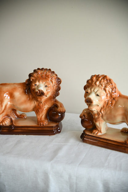 Pair Large Staffordshire Lions