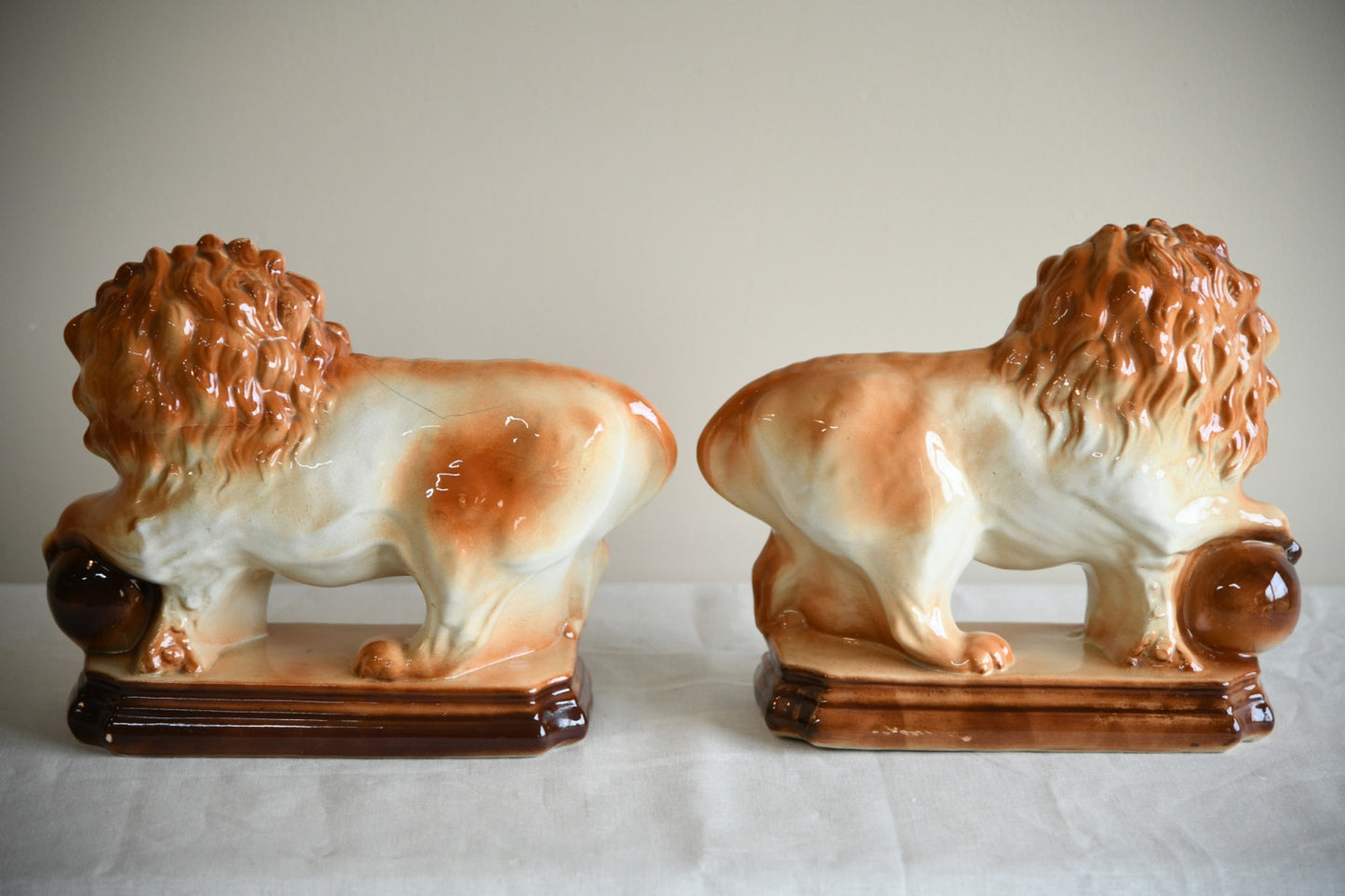 Pair Large Staffordshire Lions