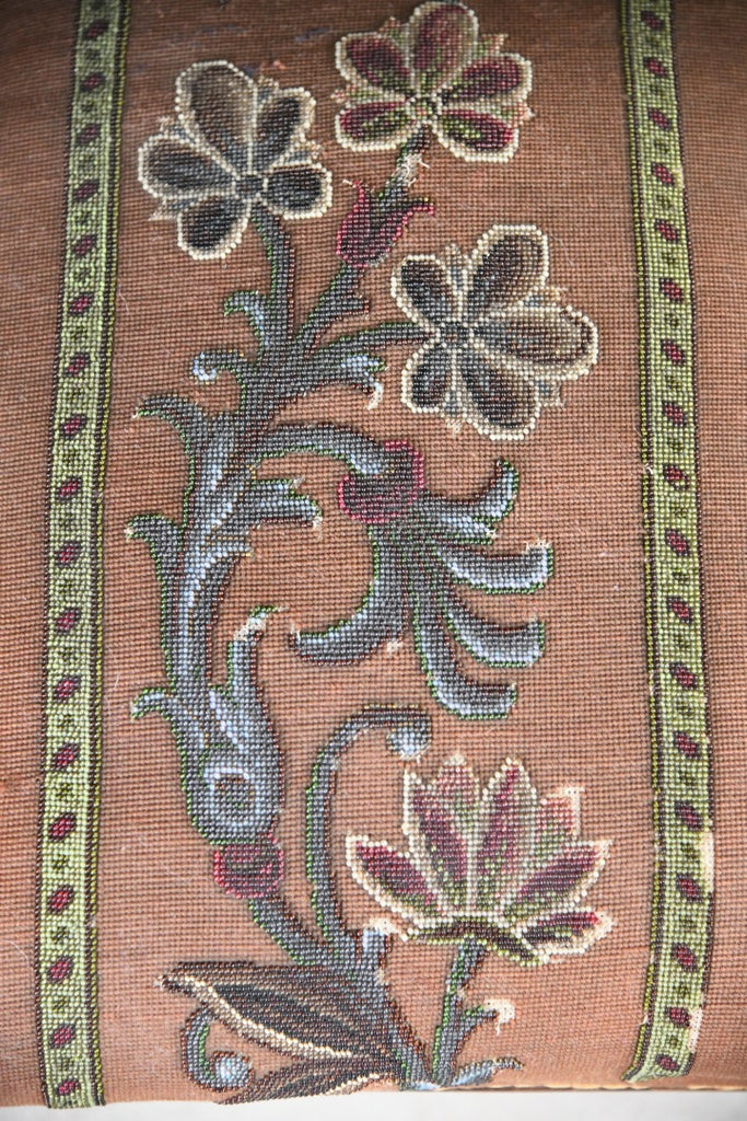Antique Rosewood Beaded Tapestry Prie Dieu