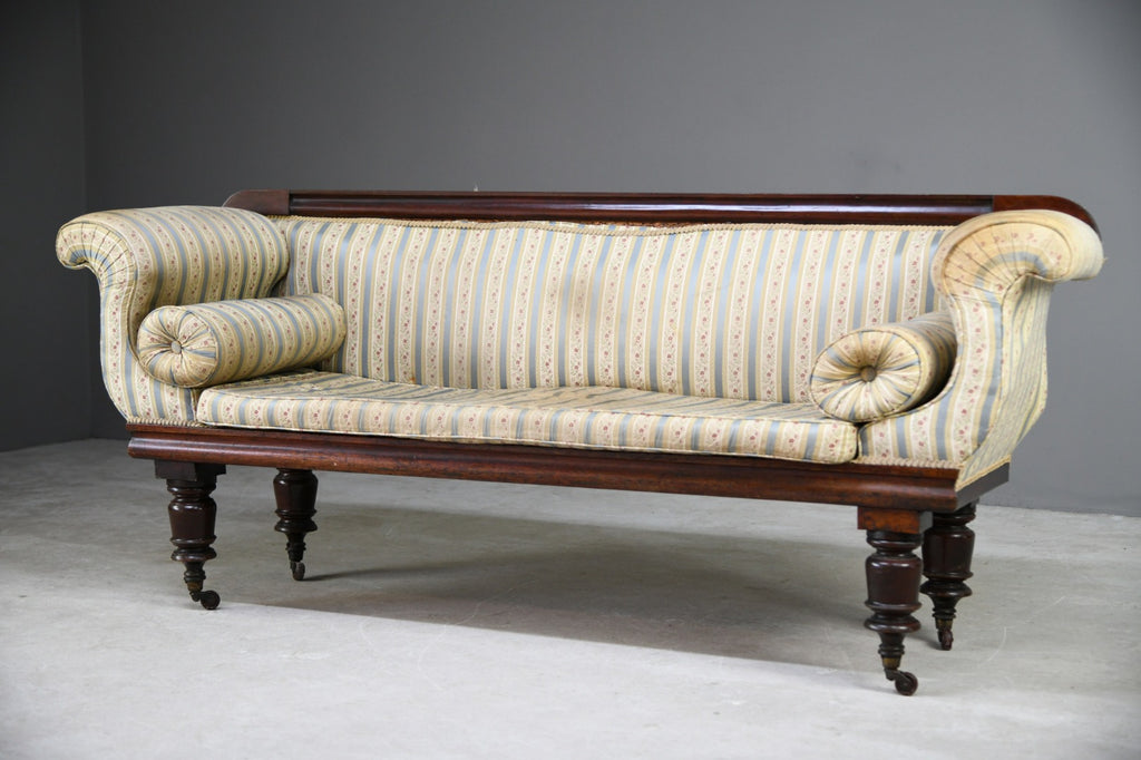 Early Victorian Mahogany Scroll End Sofa Settee