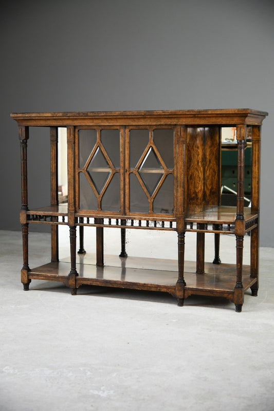 Antique Victorian Walnut Glazed Cabinet