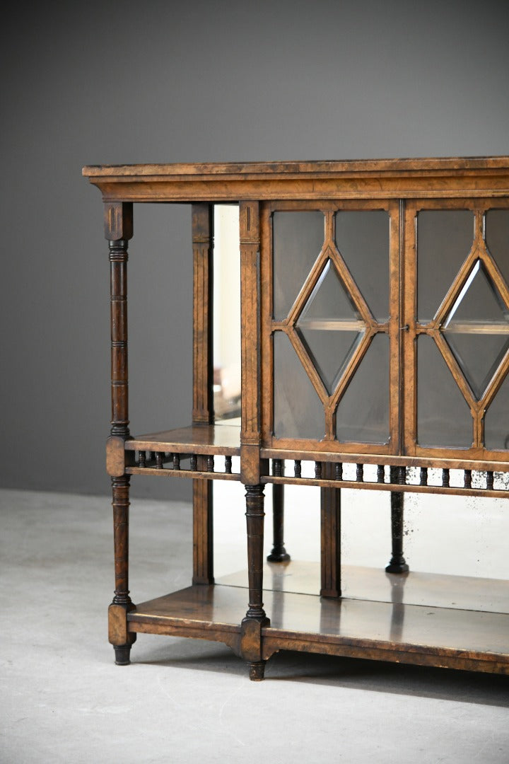 Antique Victorian Walnut Glazed Cabinet