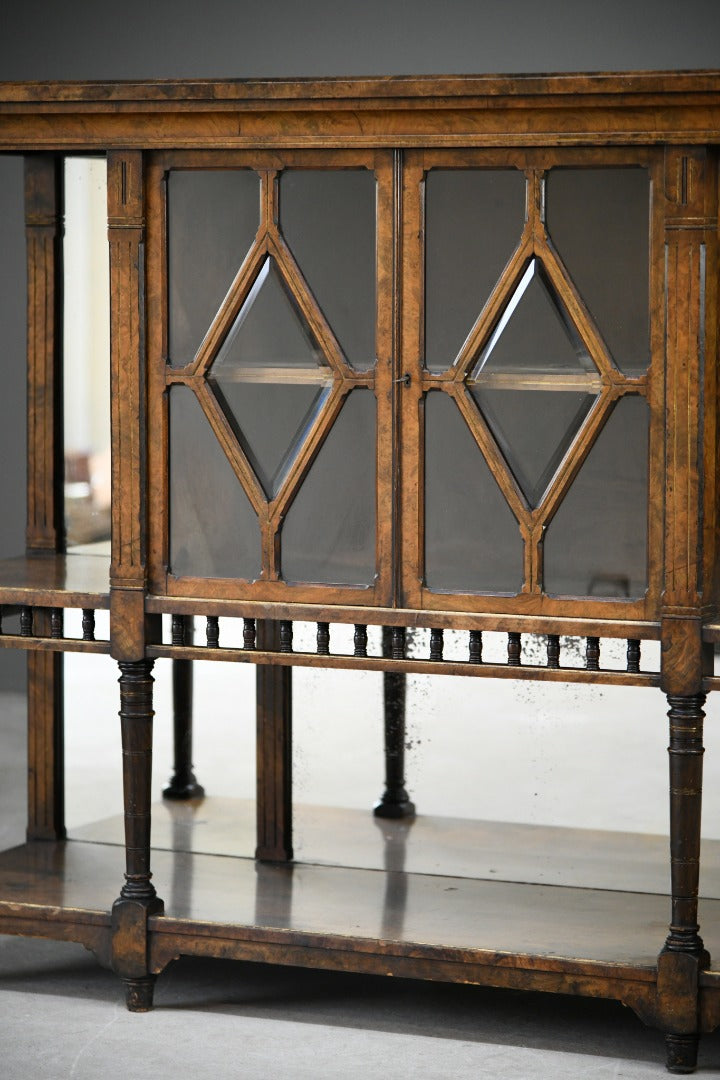 Antique Victorian Walnut Glazed Cabinet