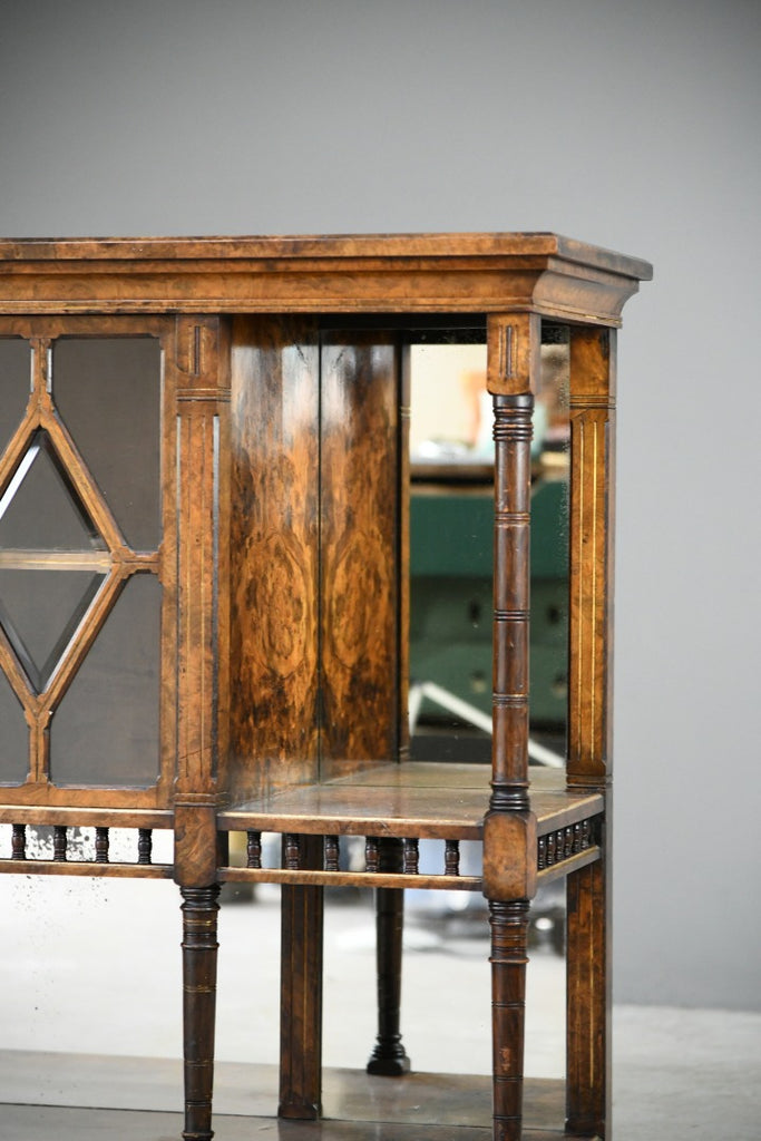 Antique Victorian Walnut Glazed Cabinet