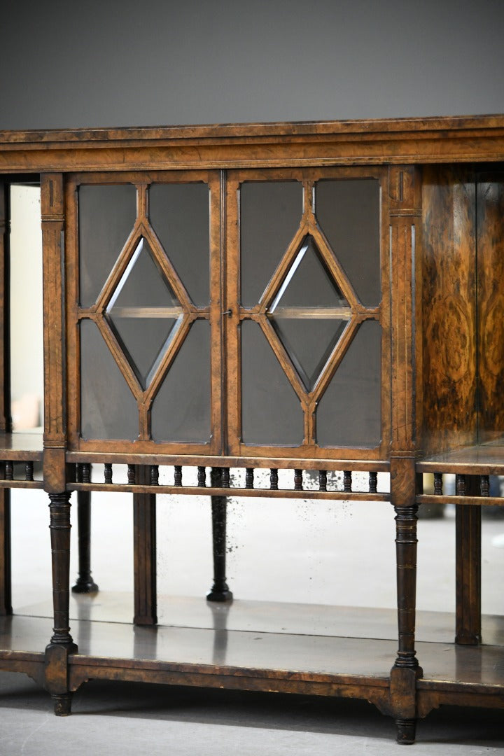 Antique Victorian Walnut Glazed Cabinet