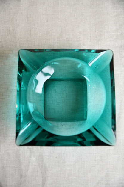 Retro Blue Glass Ashtray