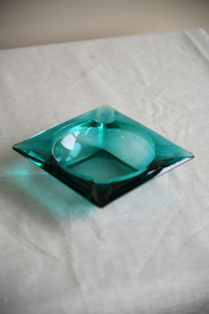 Retro Blue Glass Ashtray