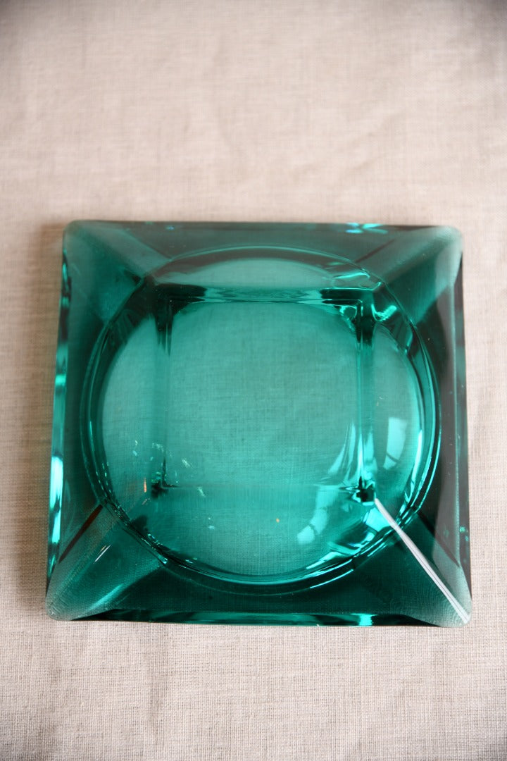 Retro Blue Glass Ashtray