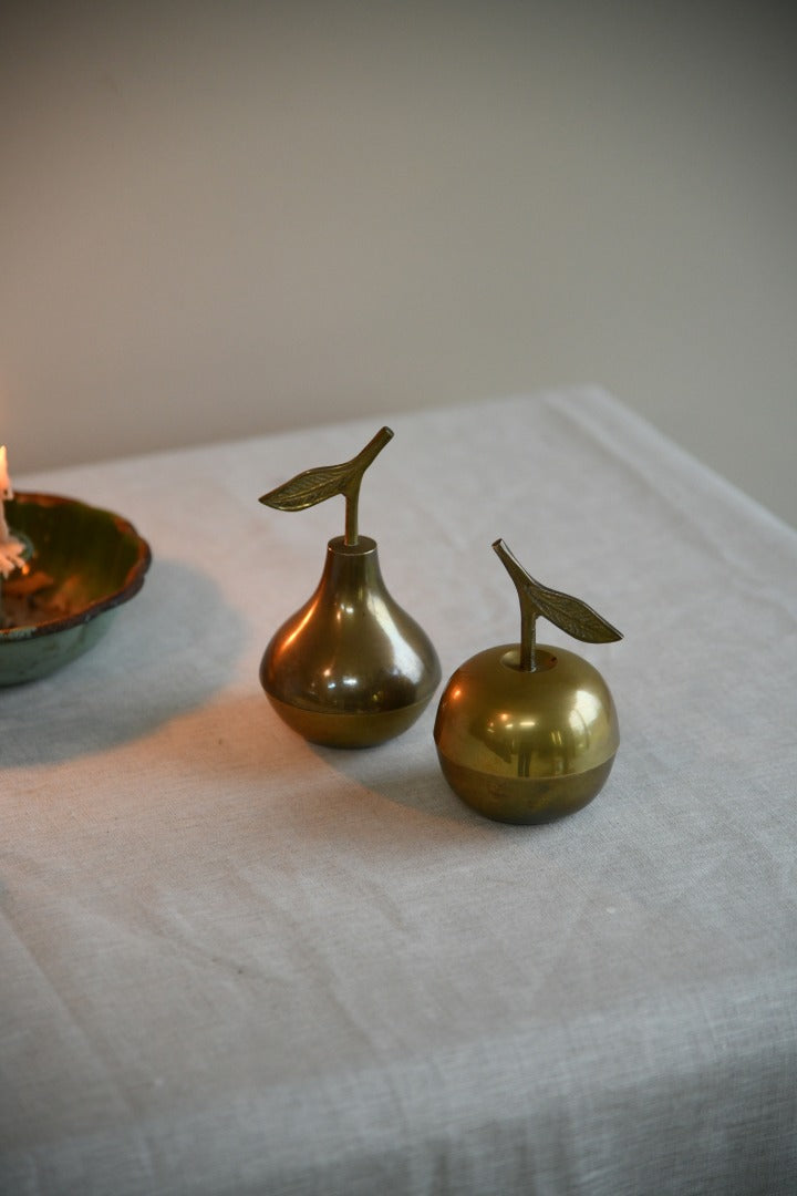 Brass Apple and Pear Trinket Pots