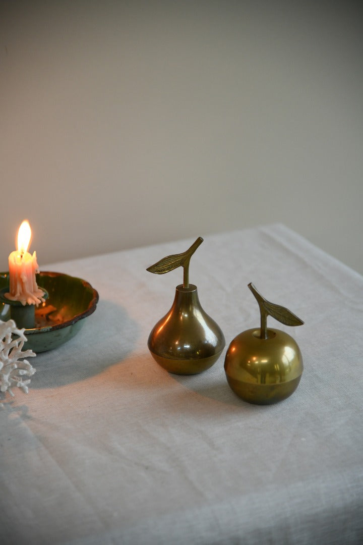 Brass Apple and Pear Trinket Pots