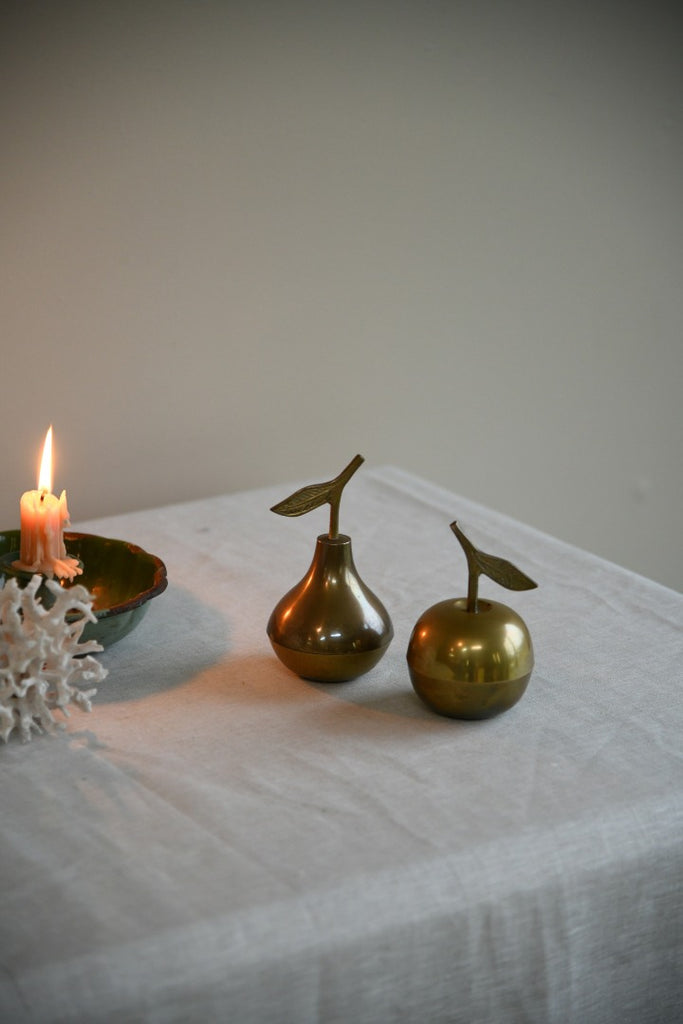 Brass Apple and Pear Trinket Pots