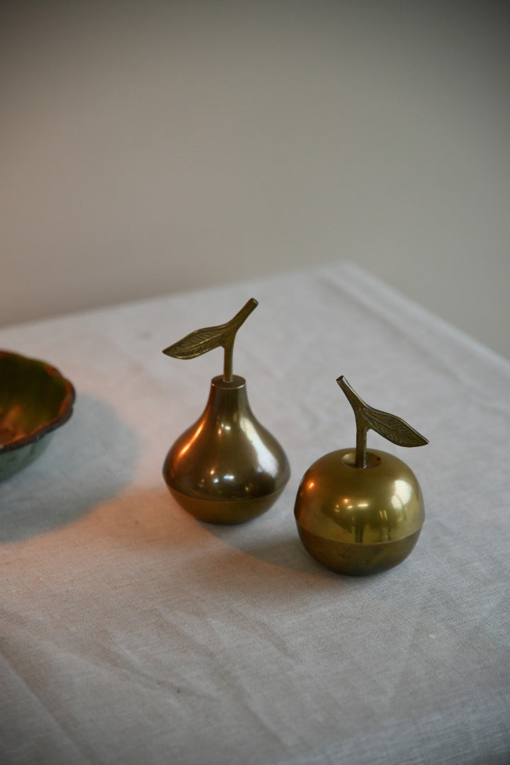 Brass Apple and Pear Trinket Pots