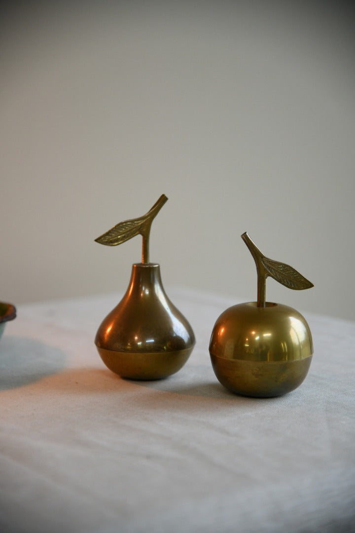 Brass Apple and Pear Trinket Pots