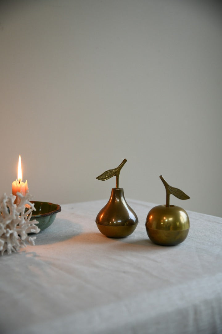 Brass Apple and Pear Trinket Pots