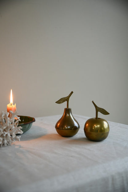 Brass Apple and Pear Trinket Pots