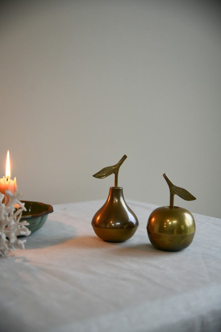 Brass Apple and Pear Trinket Pots