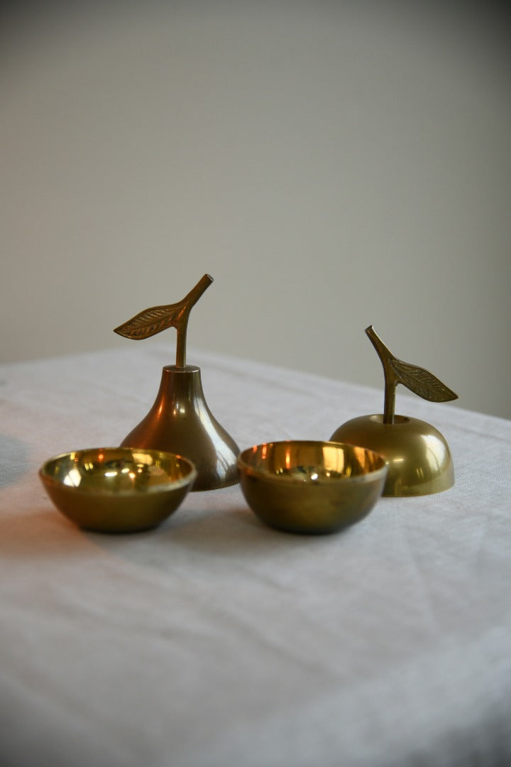 Brass Apple and Pear Trinket Pots