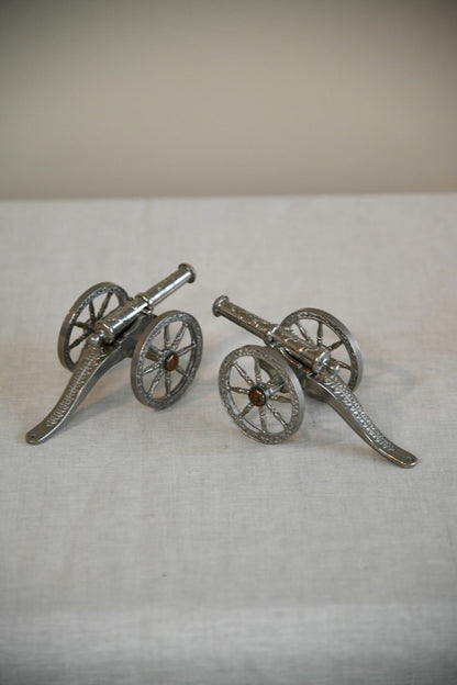 Pair Silver Plated Cannons