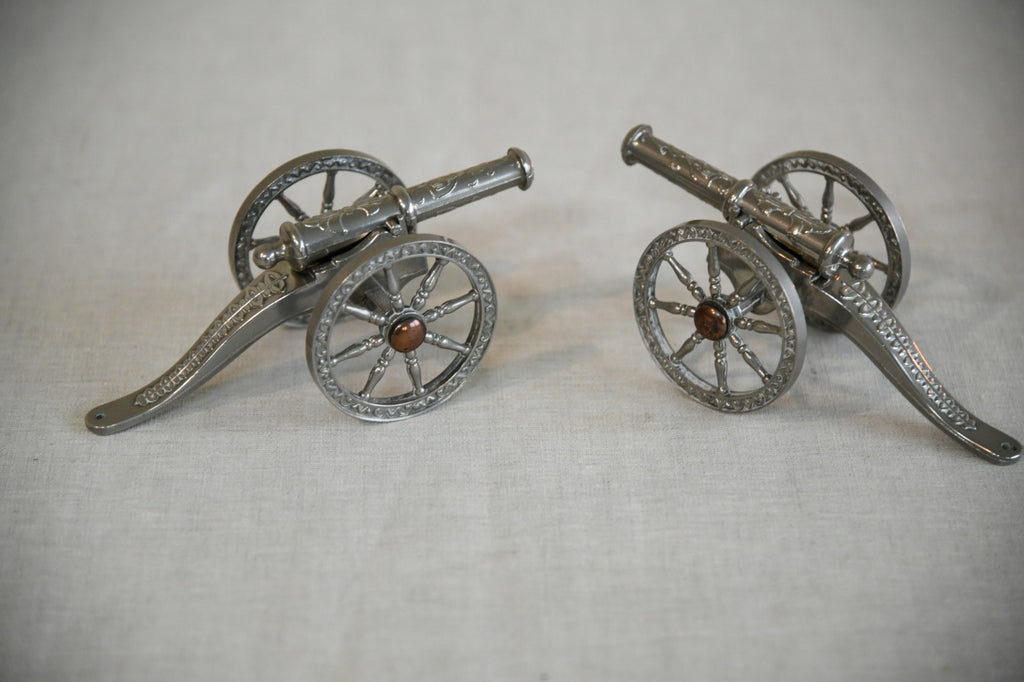 Pair Silver Plated Cannons