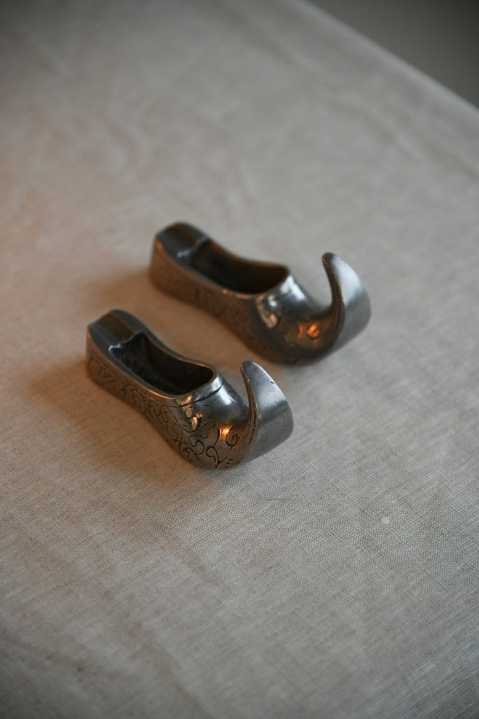Pair Silver Tone Shoe Ashtrays