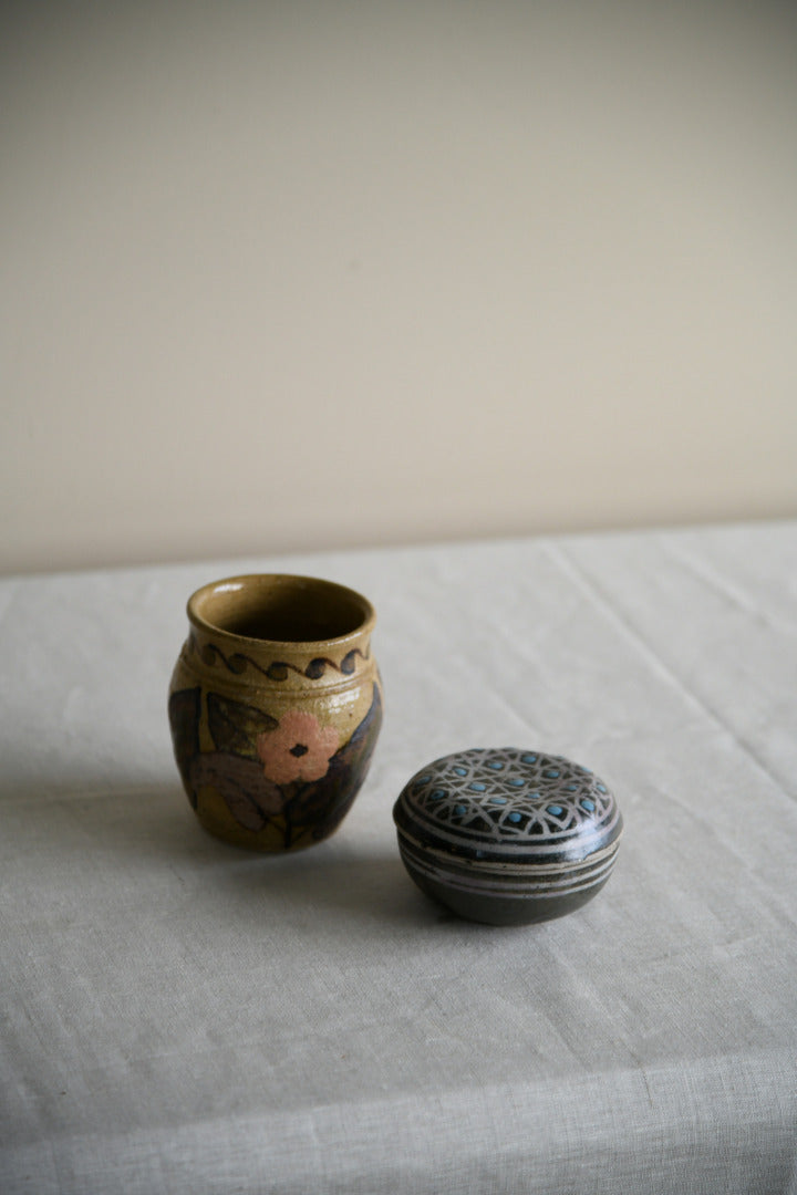 Small Studio Pottery Vase & Lidded Pot