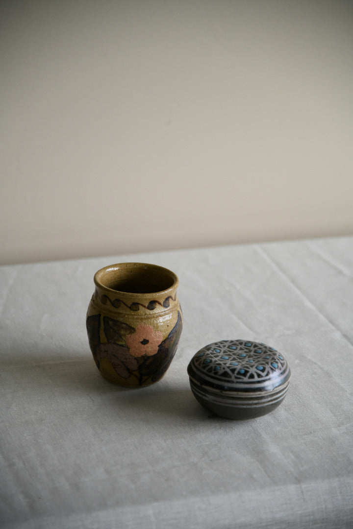 Small Studio Pottery Vase & Lidded Pot