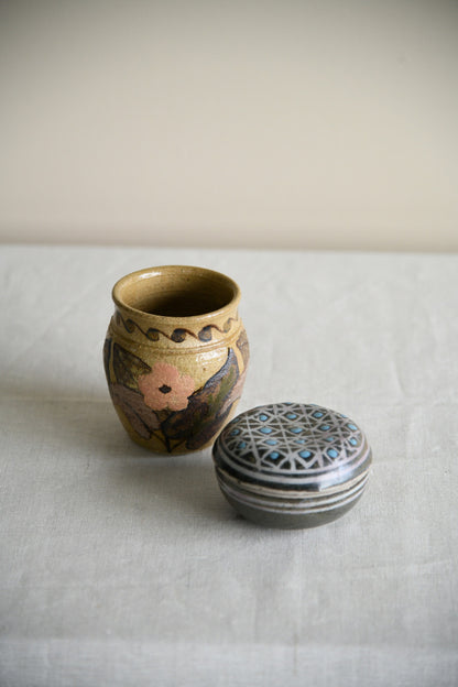 Small Studio Pottery Vase & Lidded Pot