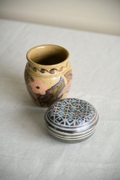 Small Studio Pottery Vase & Lidded Pot