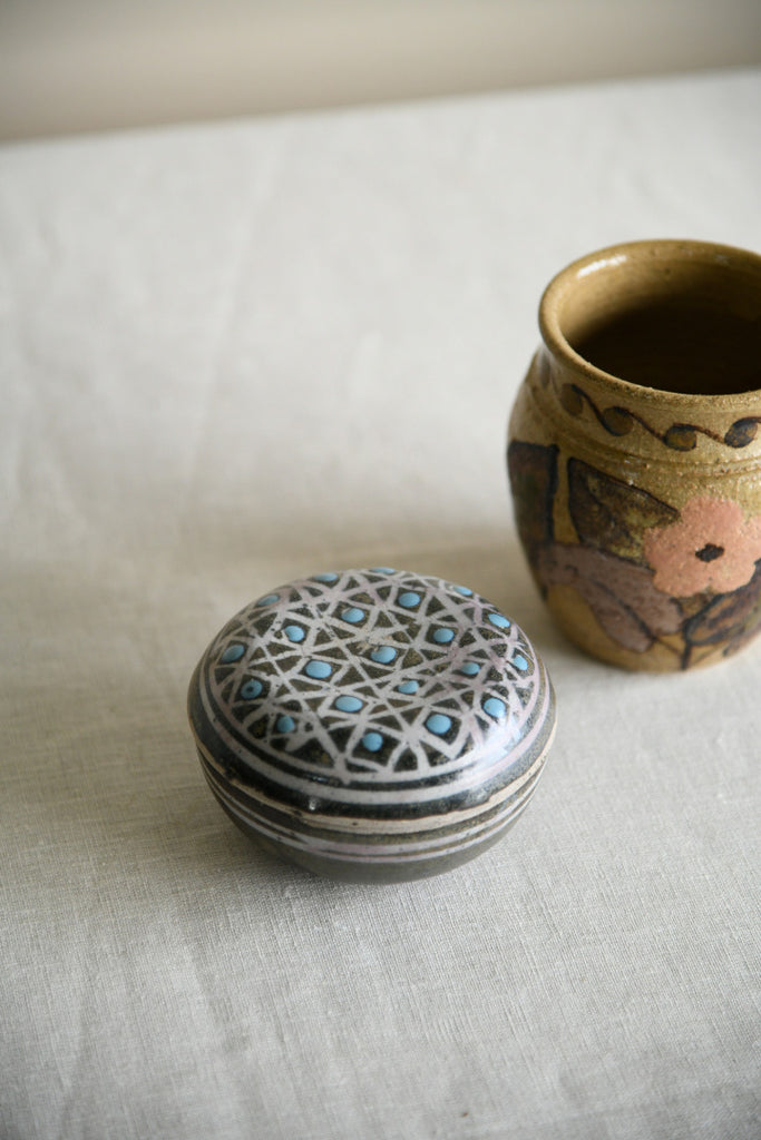 Small Studio Pottery Vase & Lidded Pot