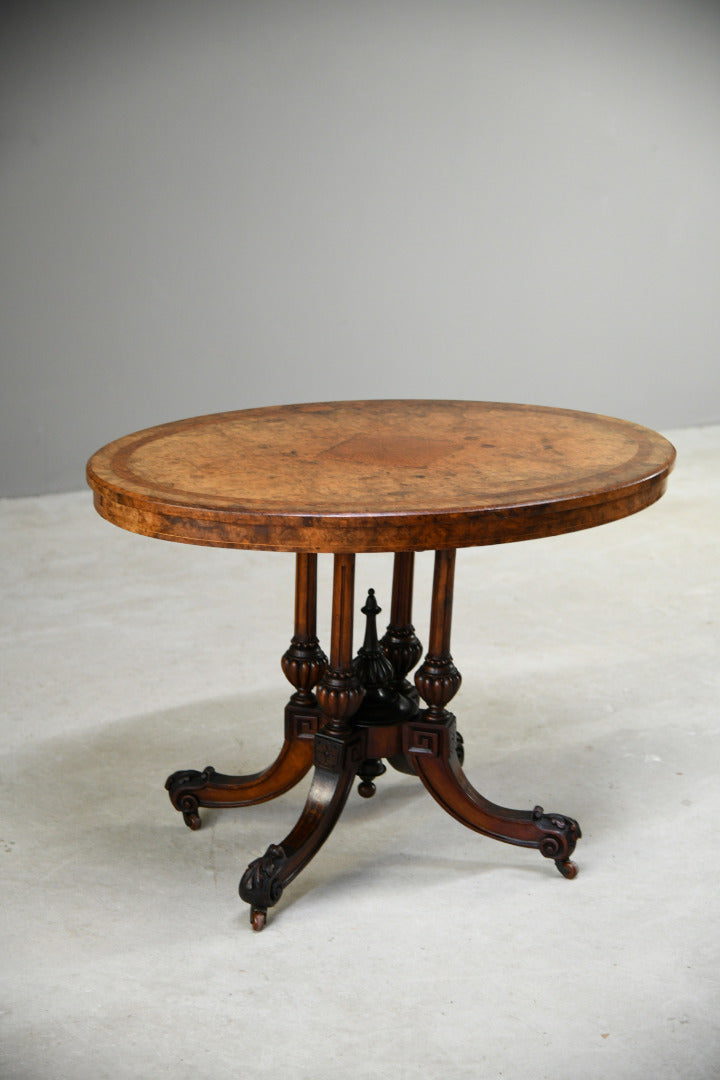 Antique Victorian Burr Walnut Oval Centre Table