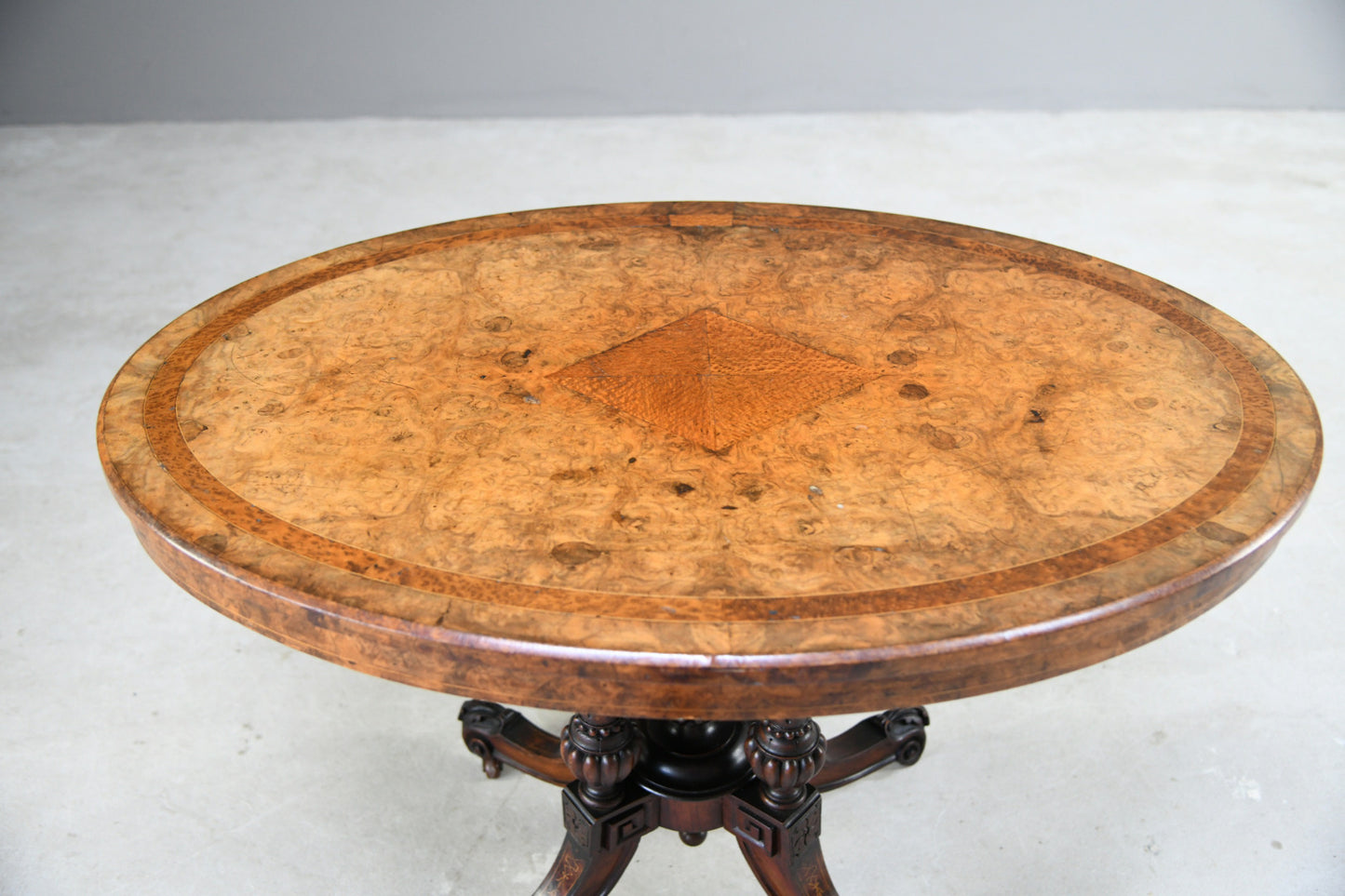 Antique Victorian Burr Walnut Oval Centre Table