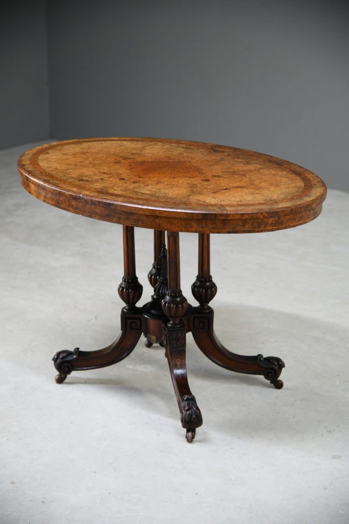 Antique Victorian Burr Walnut Oval Centre Table