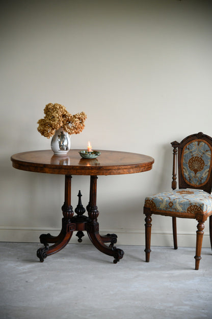 Antique Victorian Burr Walnut Oval Centre Table