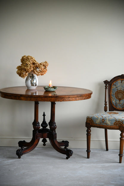 Antique Victorian Burr Walnut Oval Centre Table
