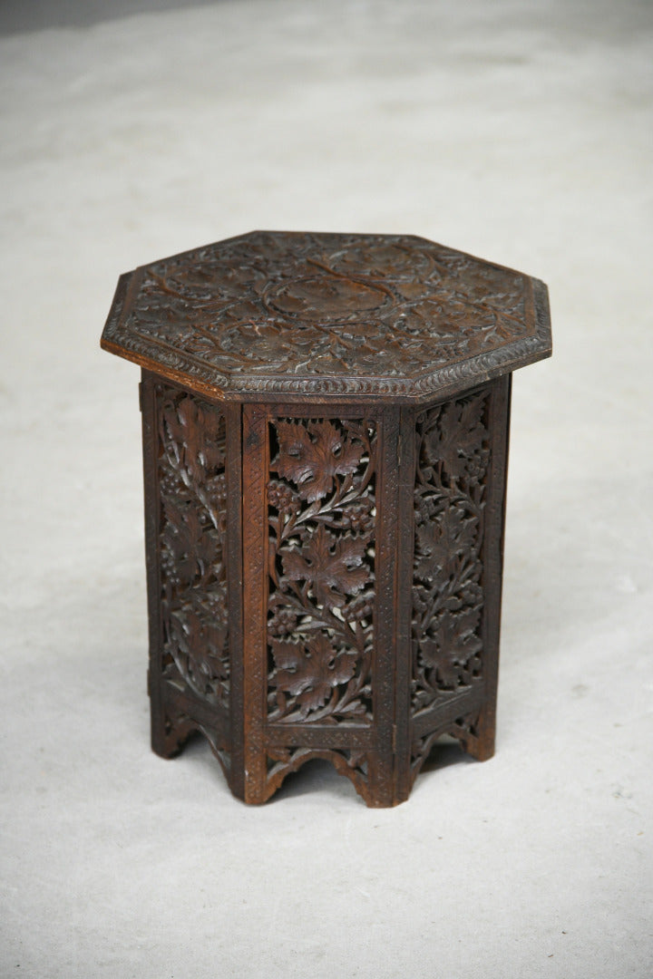 Vintage Antique Carved Eastern Side Coffee Lamp Table