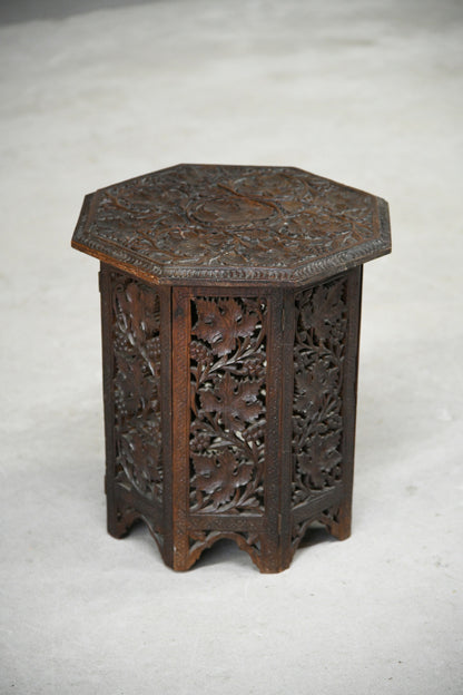 Vintage Antique Carved Eastern Side Coffee Lamp Table