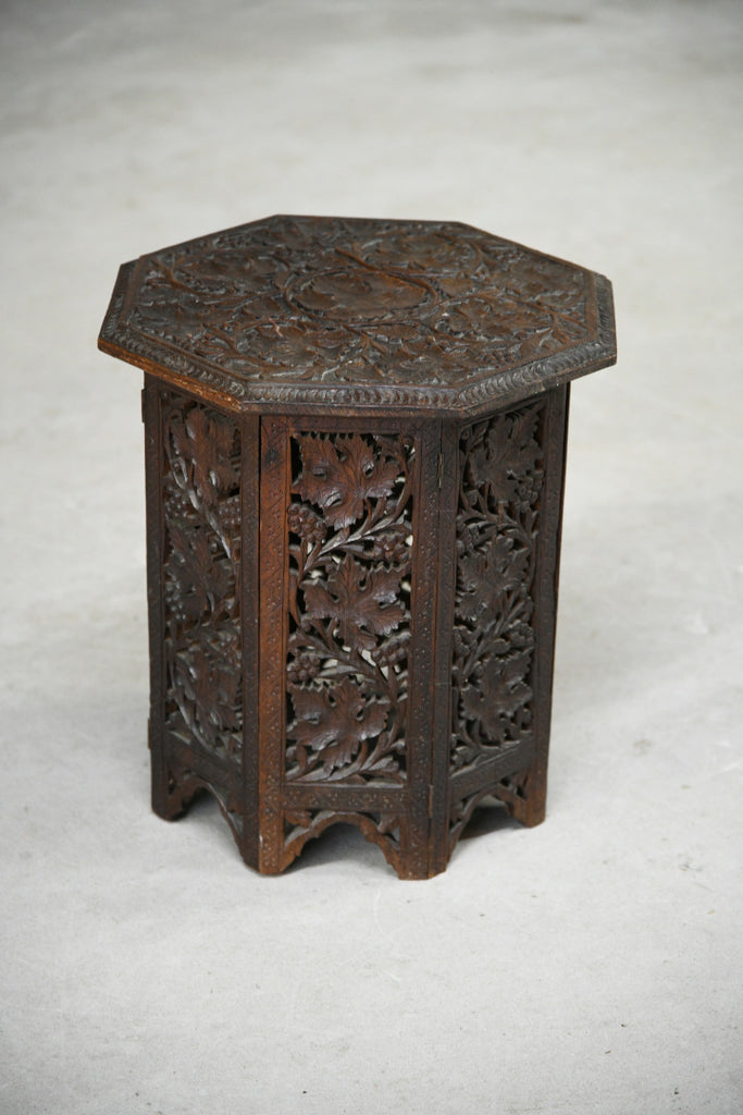 Vintage Antique Carved Eastern Side Coffee Lamp Table