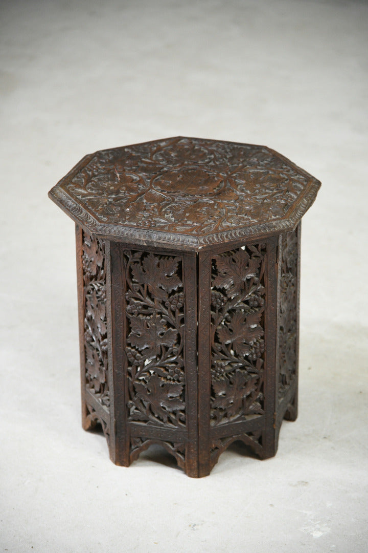 Vintage Antique Carved Eastern Side Coffee Lamp Table