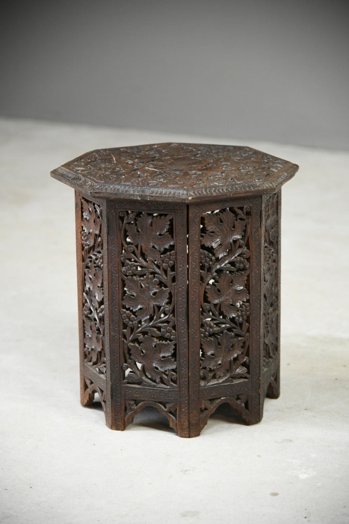 Vintage Antique Carved Eastern Side Coffee Lamp Table