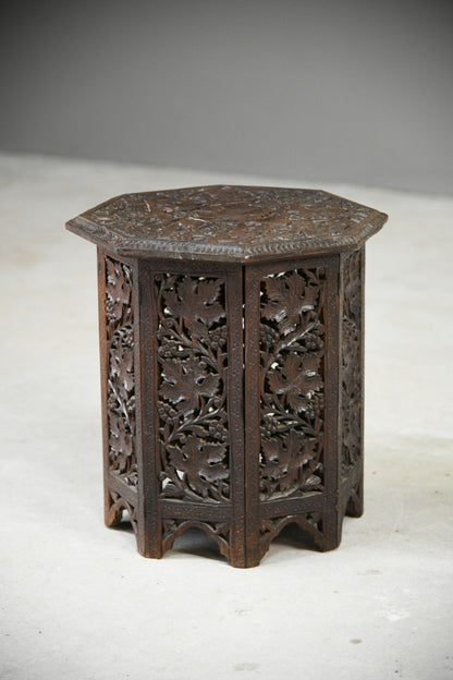 Vintage Antique Carved Eastern Side Coffee Lamp Table