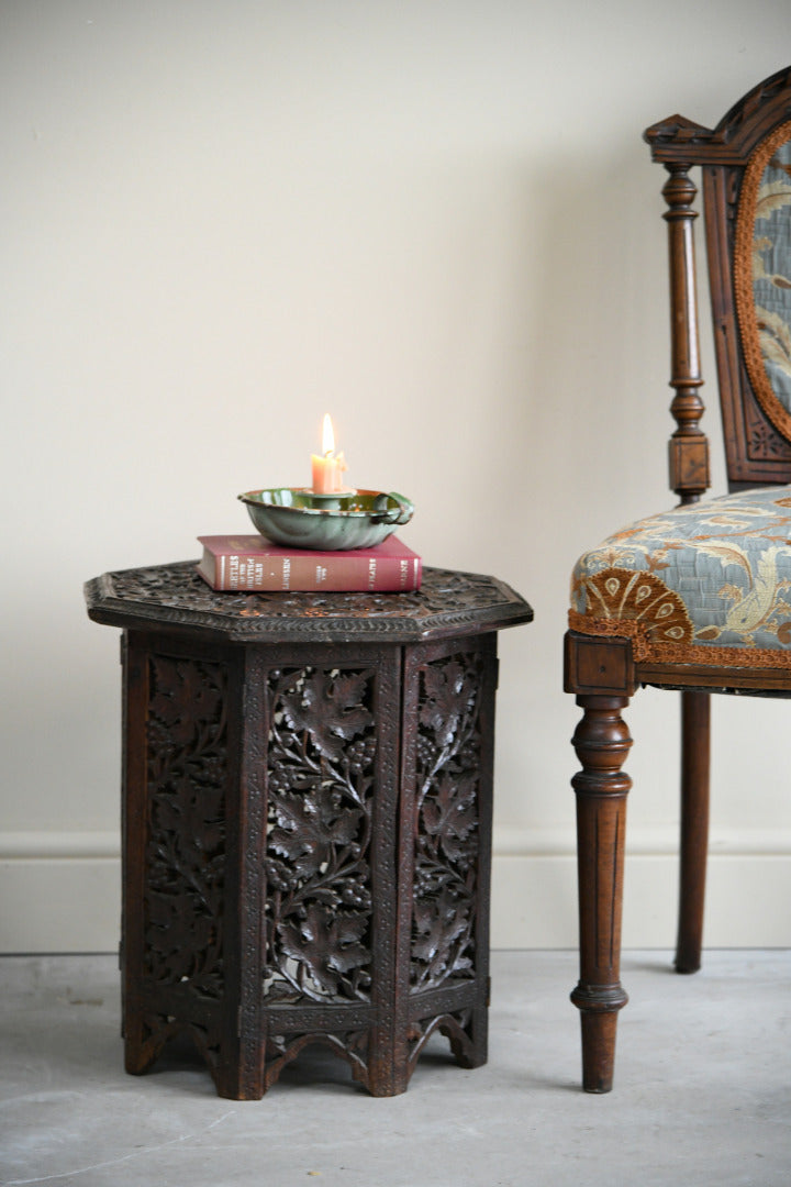 Vintage Antique Carved Eastern Side Coffee Lamp Table
