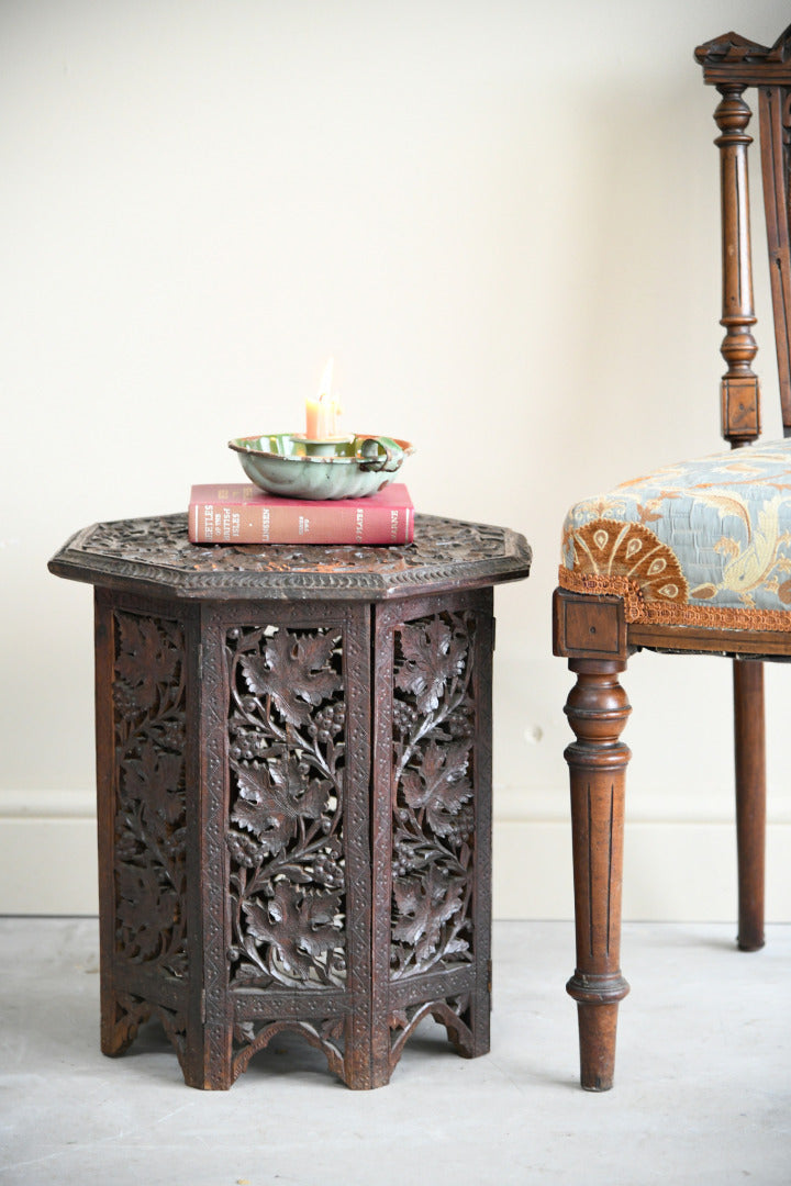 Vintage Antique Carved Eastern Side Coffee Lamp Table