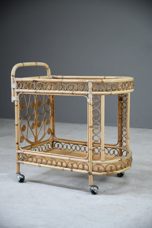 Vintage Retro Wicker Cocktail Drinks Hostess Trolley