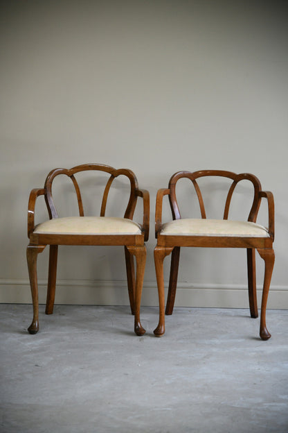 Pair Art Deco Walnut Occasional Chairs