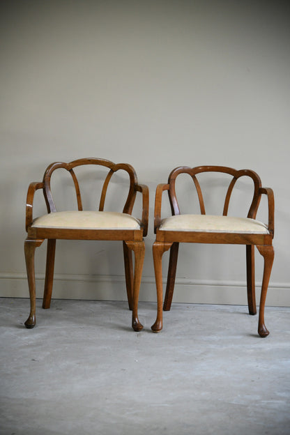 Pair Art Deco Walnut Occasional Chairs