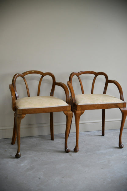 Pair Art Deco Walnut Occasional Chairs