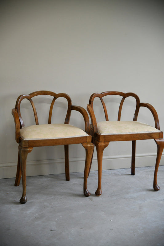Pair Art Deco Walnut Occasional Chairs
